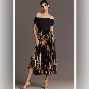 NWT Hutch (Anthropologie) Off-The-Shoulder Twofer Midi Dress Msrp: $268 Sz 8p